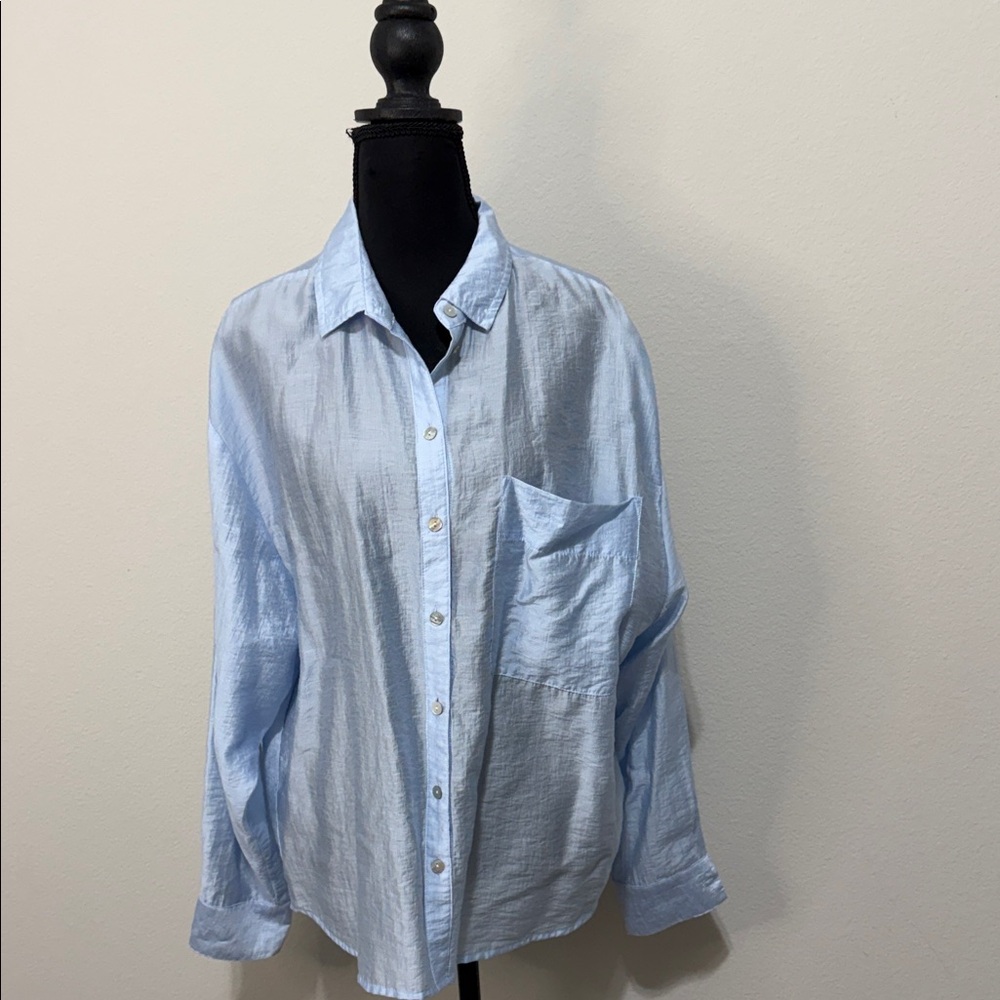 NWOT A New Day Light Blue Shimmer shirt